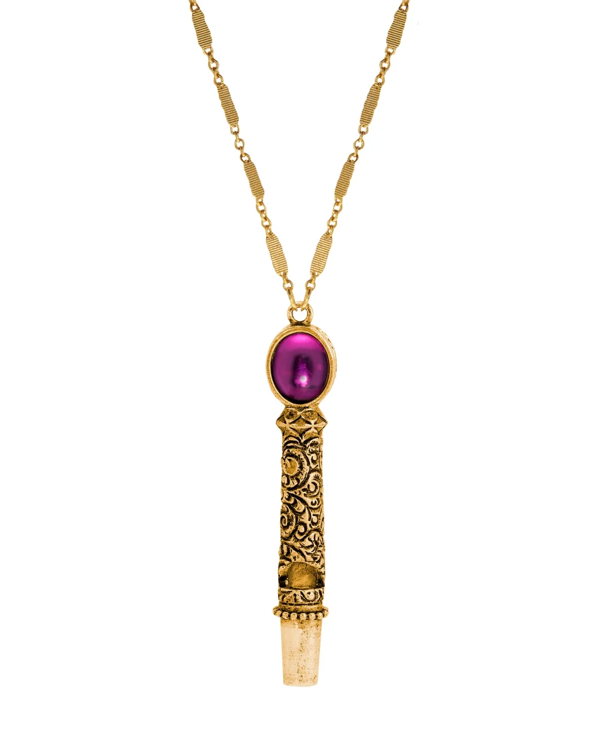 Gold-Tone Purple Stone Whistle Necklace by 2028