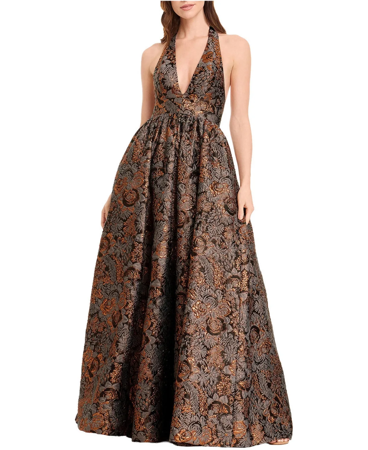 Magdalyn One-Shoulder High-Slit Satin Gown