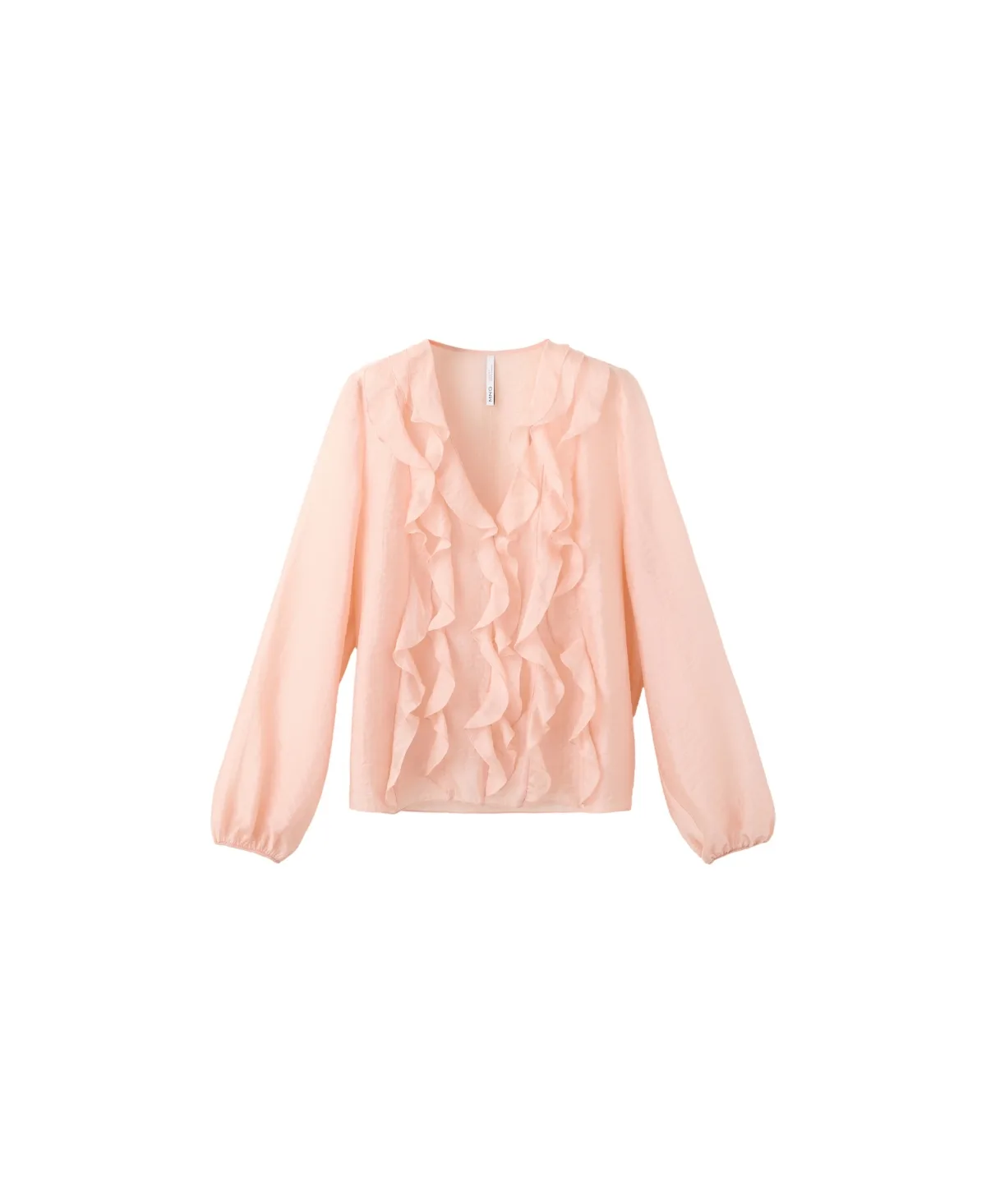 V-Neck Long-Sleeve Ruffled Blouse