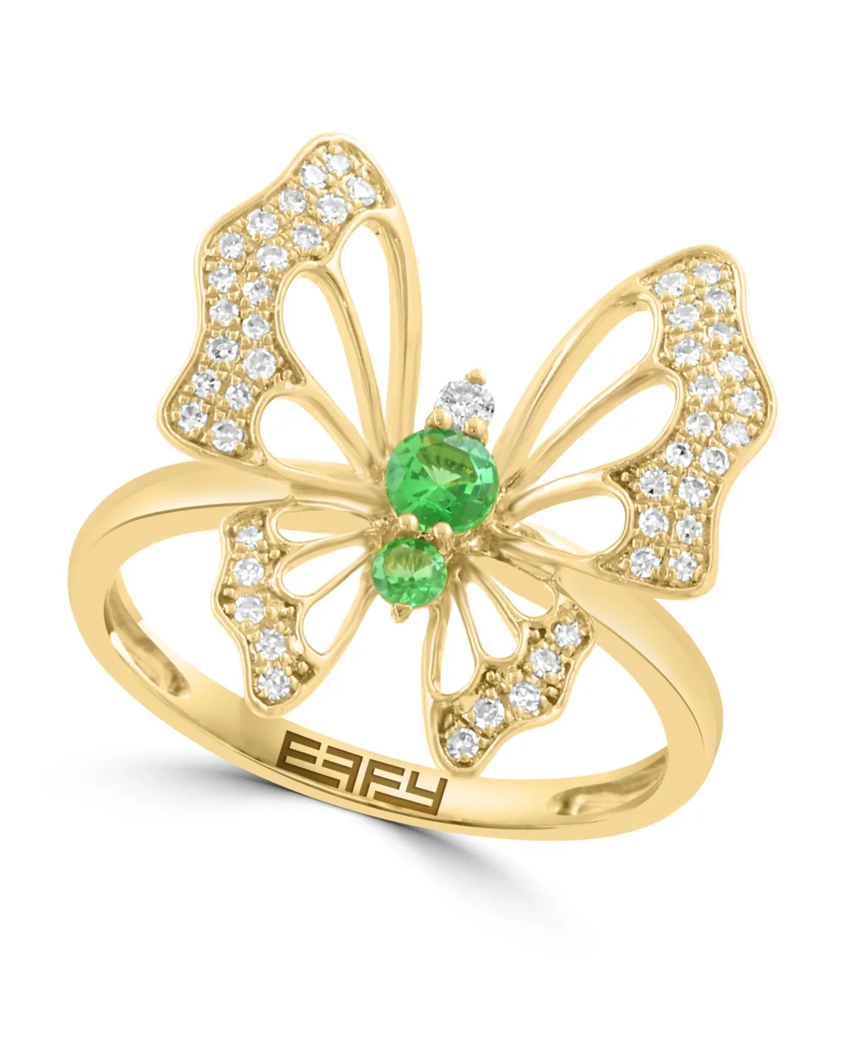 Diamond and Tsavorite Cocktail Ring (1/5 ct. t.w. Diamond, 1/5 ct. t.w. Tsavorite) in 14k Yellow Gold