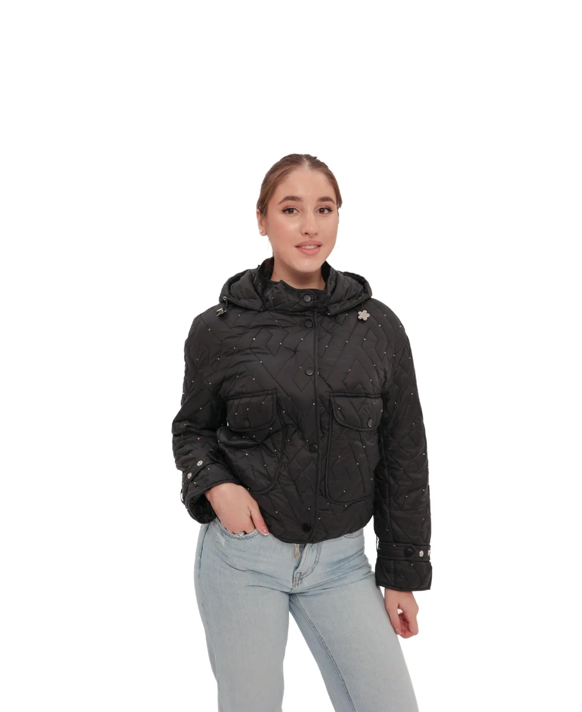 Hooded Quilted Cropped Jacket