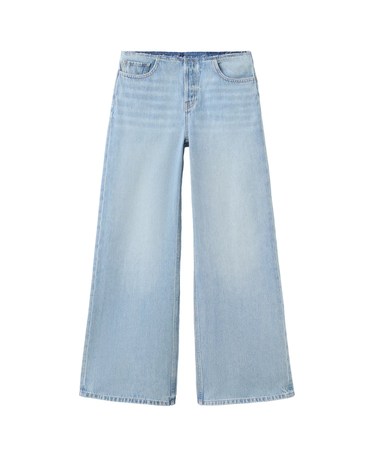 Wide-Leg Frayed Waist Jeans