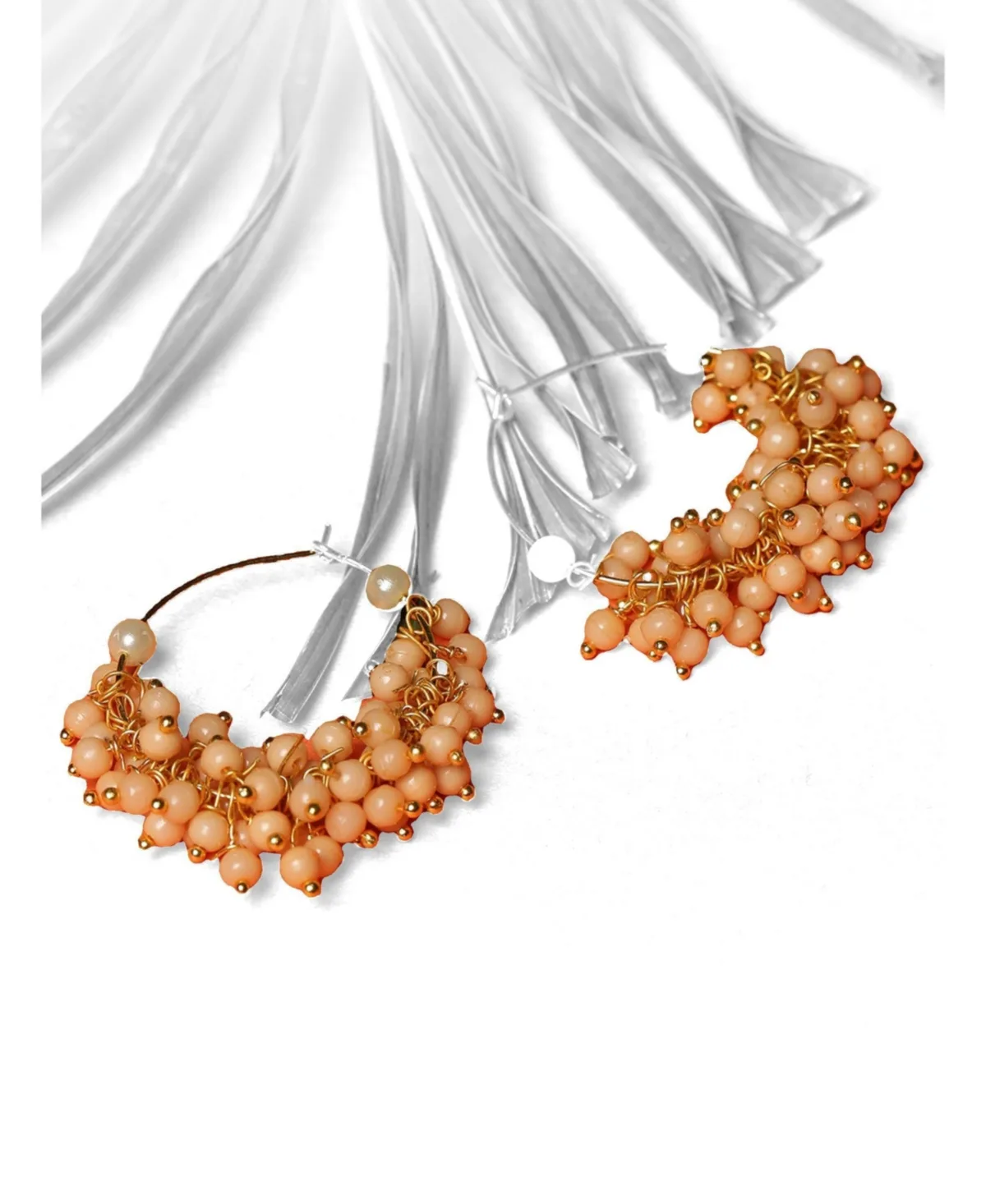 Imitation Pearl Gold-Tone Half Hoop Earrings by Sohi