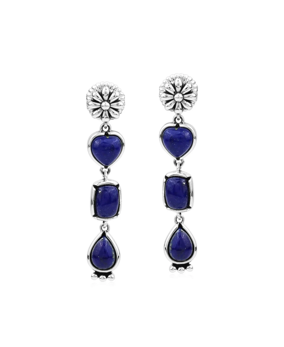 3-Shape Concha Dangle Earrings in Sterling Silver