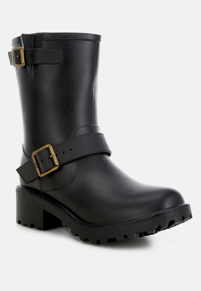Anong Harness Detail Calf Boots by London Rag