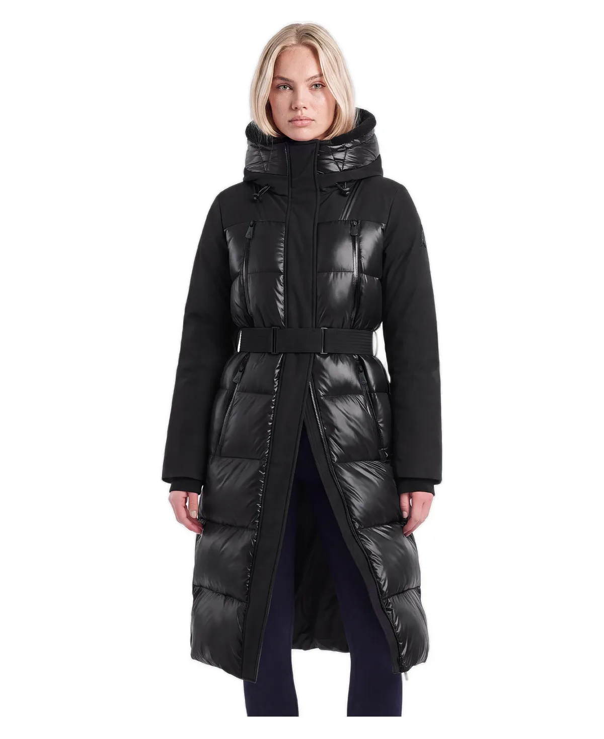 Valezia Belted Hooded Maxi-Length Puffer Coat