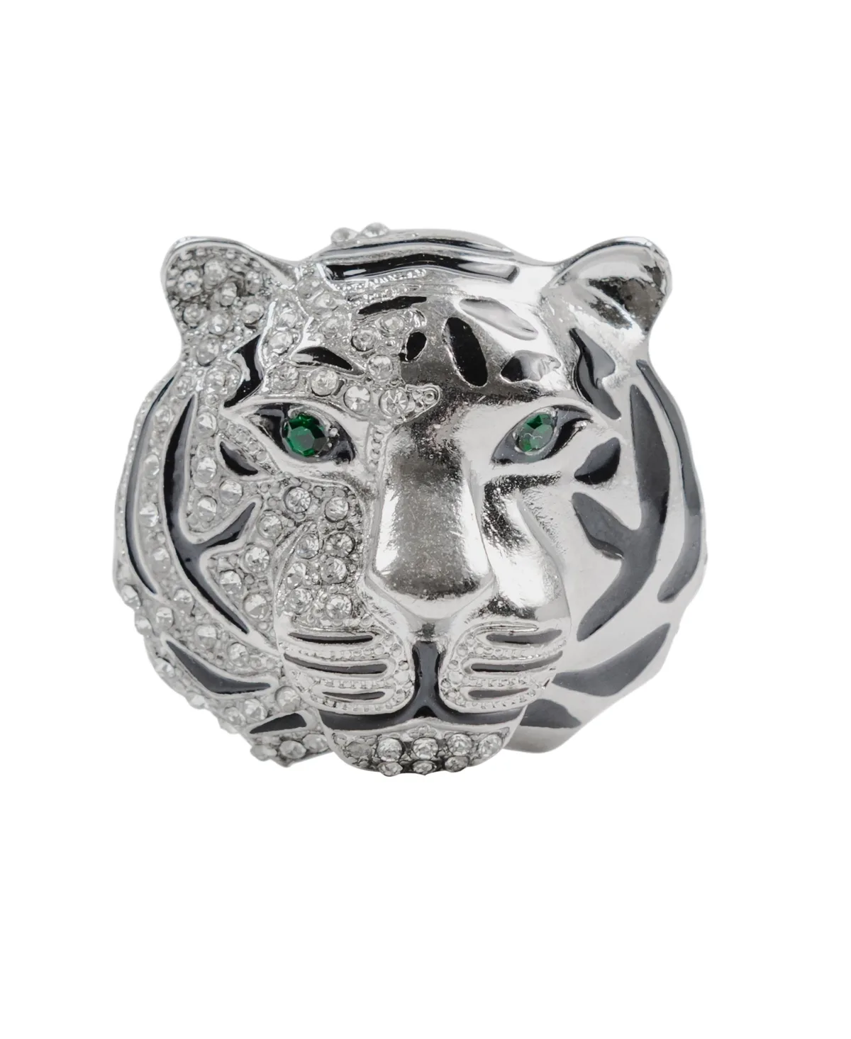 Big Cat Tiger Head Rhinestone Lapel Pin by Construct