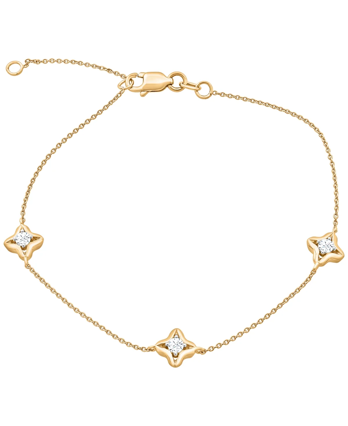 Diamond Rose Flower Bracelet (1/6 ct. t.w.) in 10k Yellow Gold by Esme Fine Jewelry