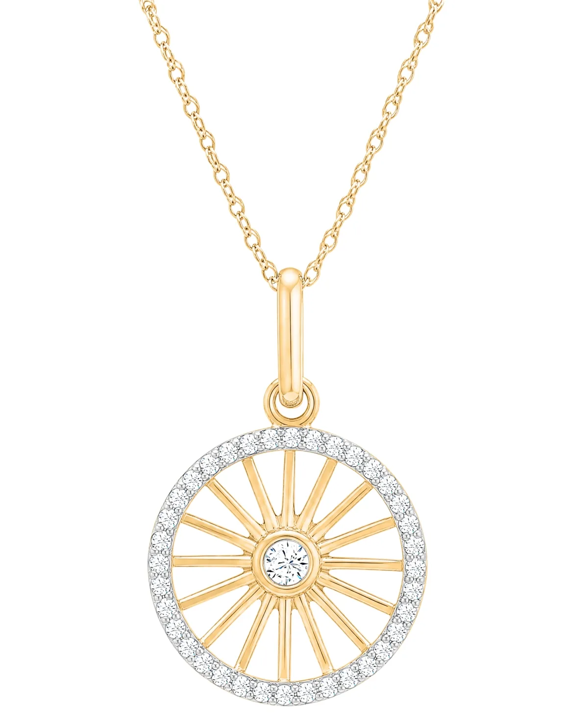Diamond Fan Pendant (1/4 ct. t.w.) in 10k Yellow Gold by Esme Fine Jewelry