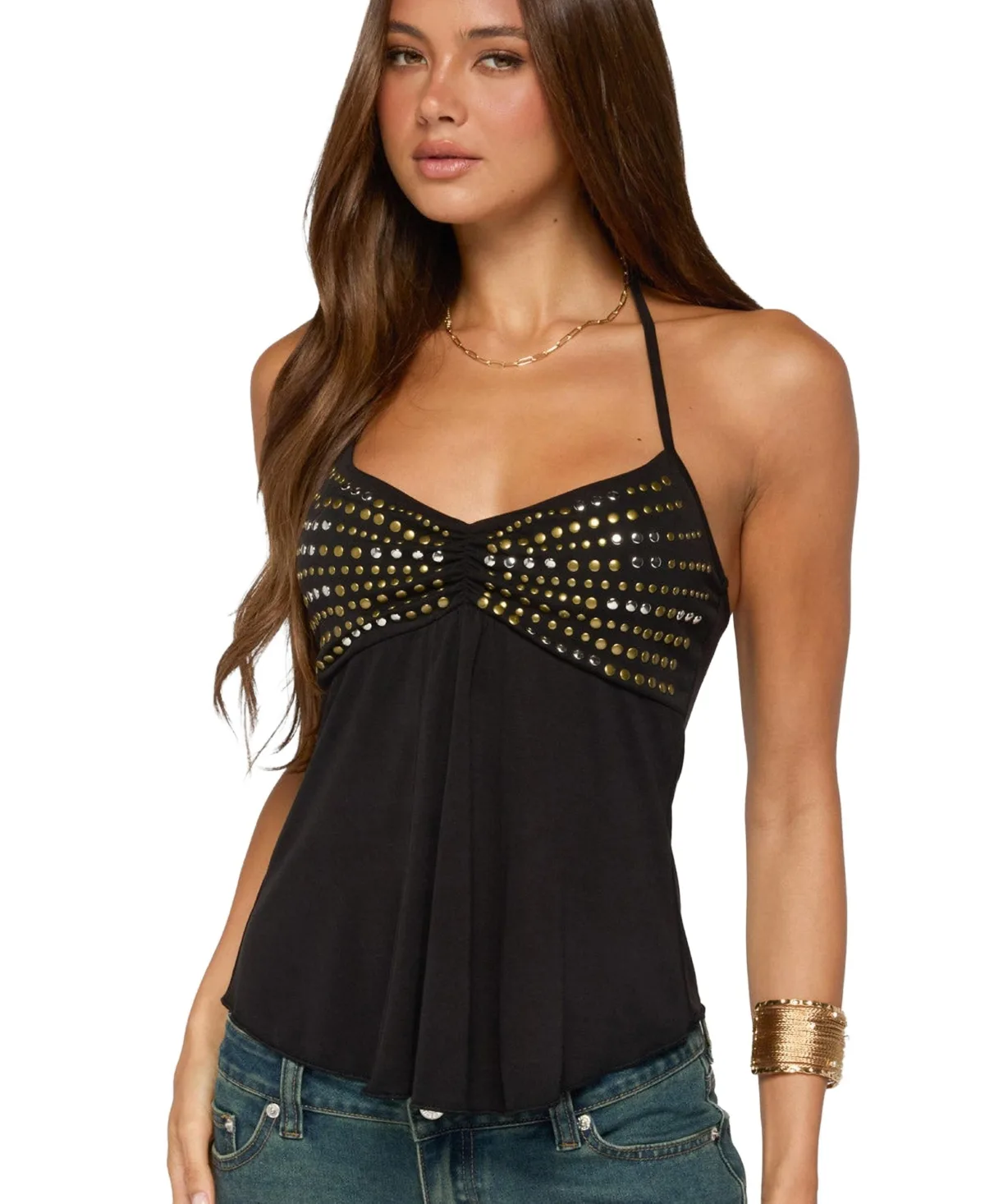Ivana Studded Halter Tank Top