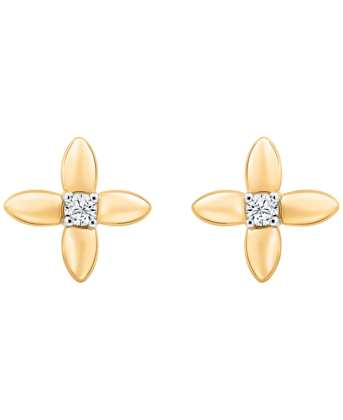 Diamond Flower Earrings (1/20 ct. t.w.) in 10k Yellow Gold by Esme Fine Jewelry