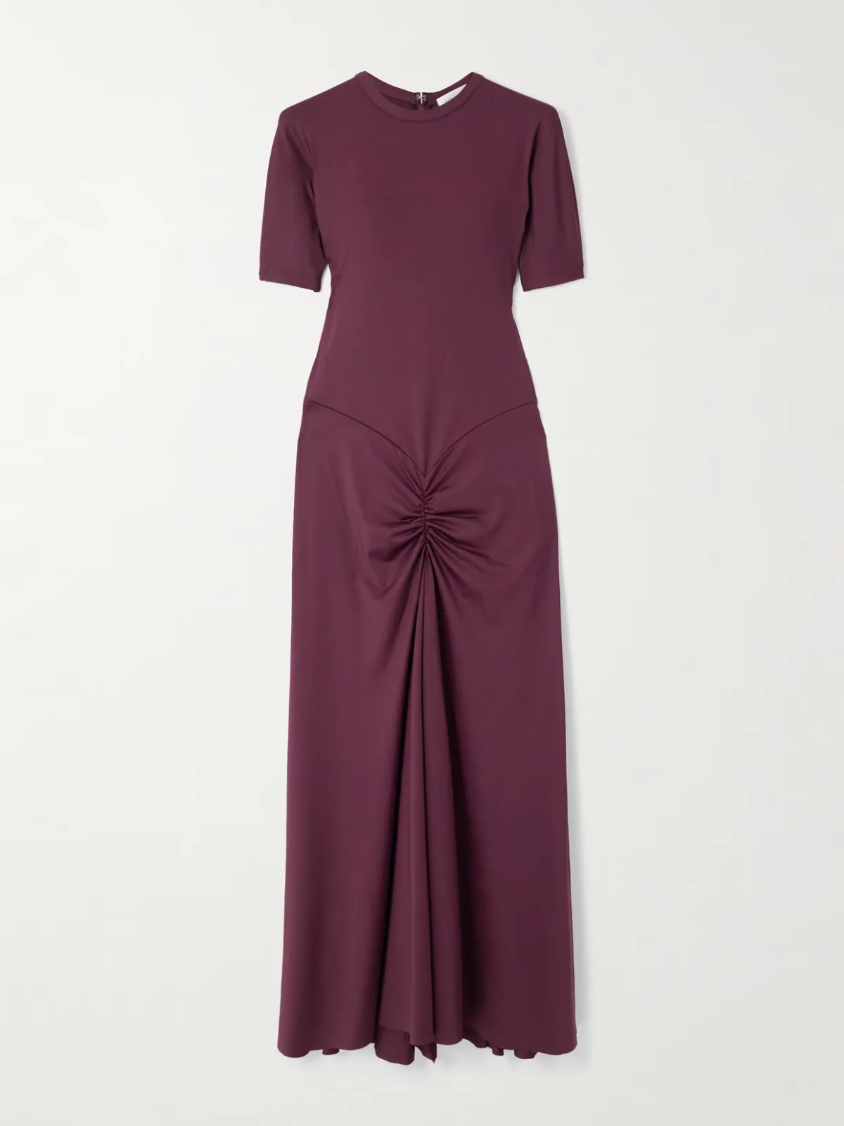 - Gathered Satin-jersey Midi Dress -
