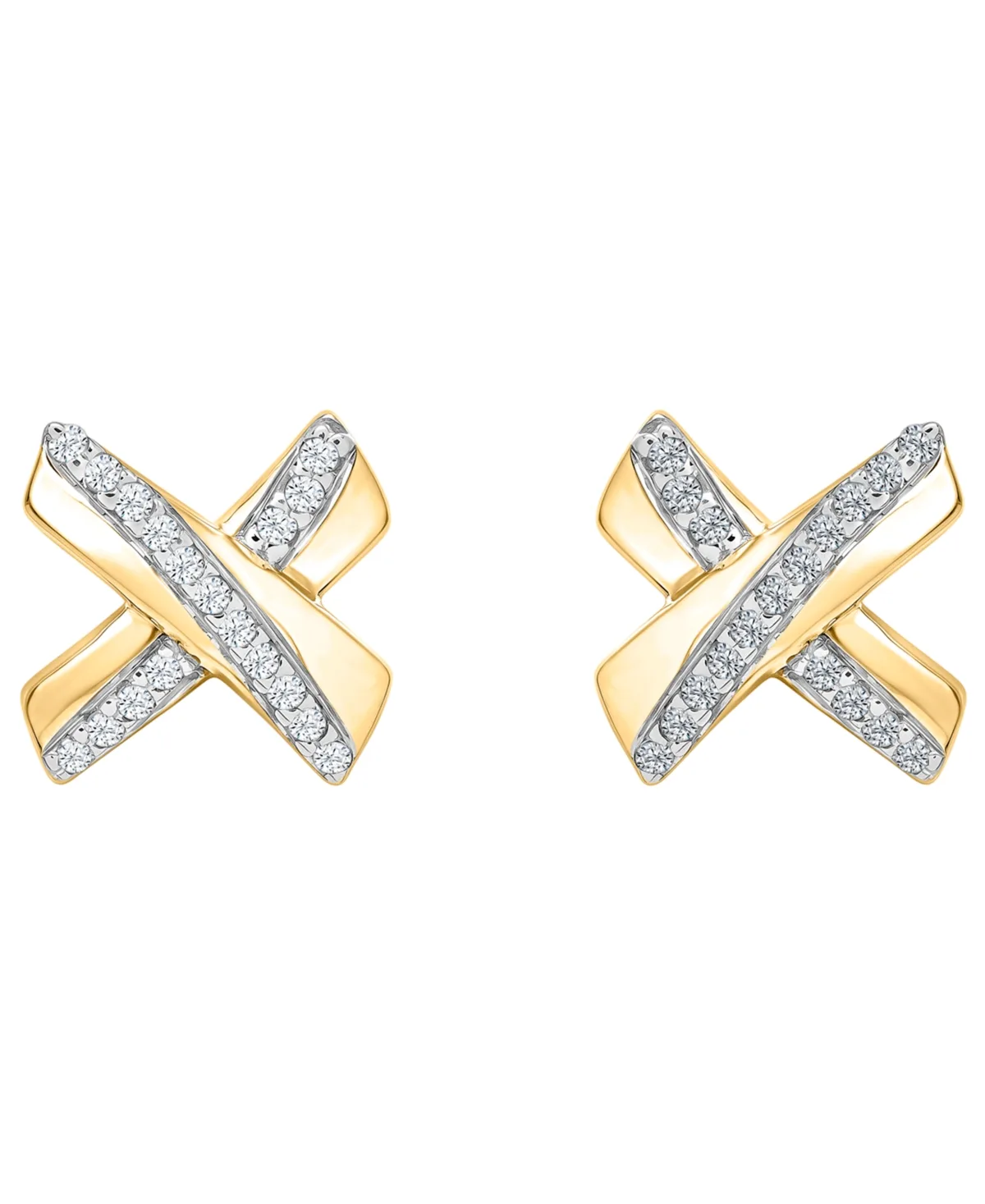 Diamond X-Shape Earrings (1/10 ct. t.w.) in 10k Yellow Gold