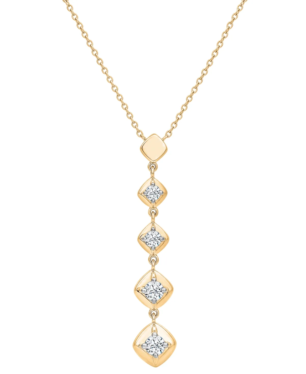 Diamond Geo Drop Necklace (1/6 ct. t.w.) in 10k Yellow Gold by Esme Fine Jewelry