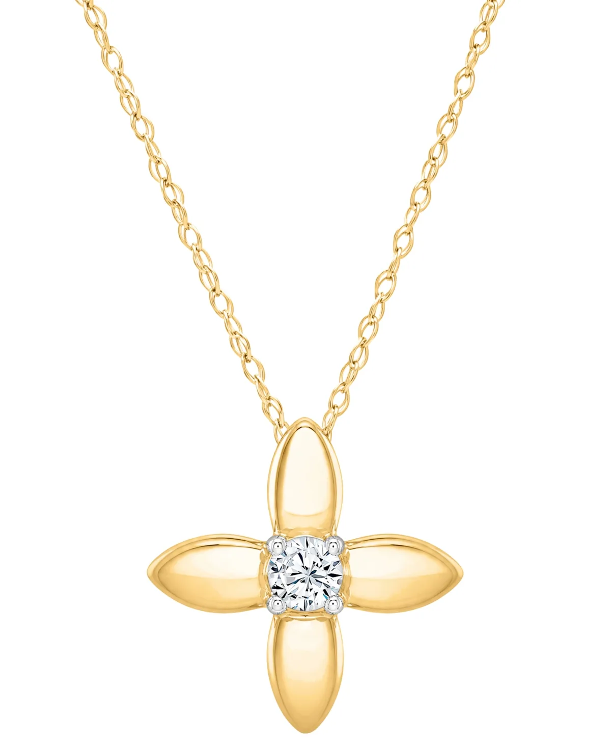 Diamond Flower Rope Chain Pendant (1/20 ct. t.w.) in 10k Yellow Gold