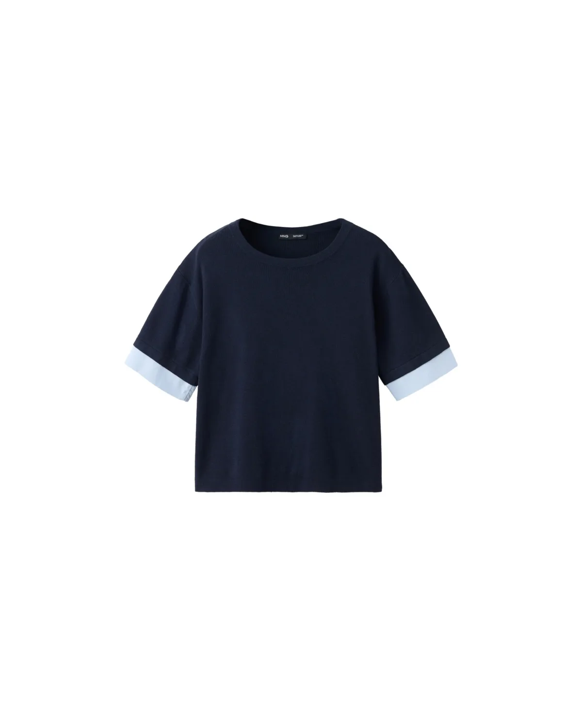 Layered Knit Shirt Crewneck Short-Sleeve Sweater