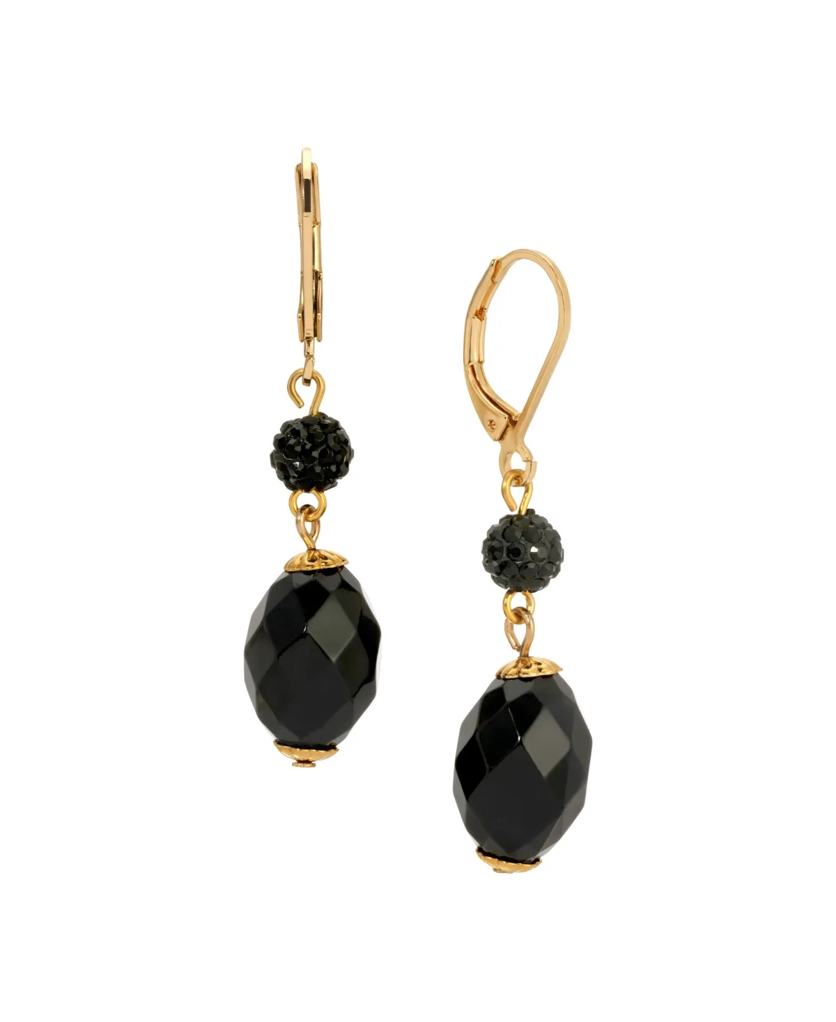 Bead Gold-Tone Mixed Metal Drop Earrings