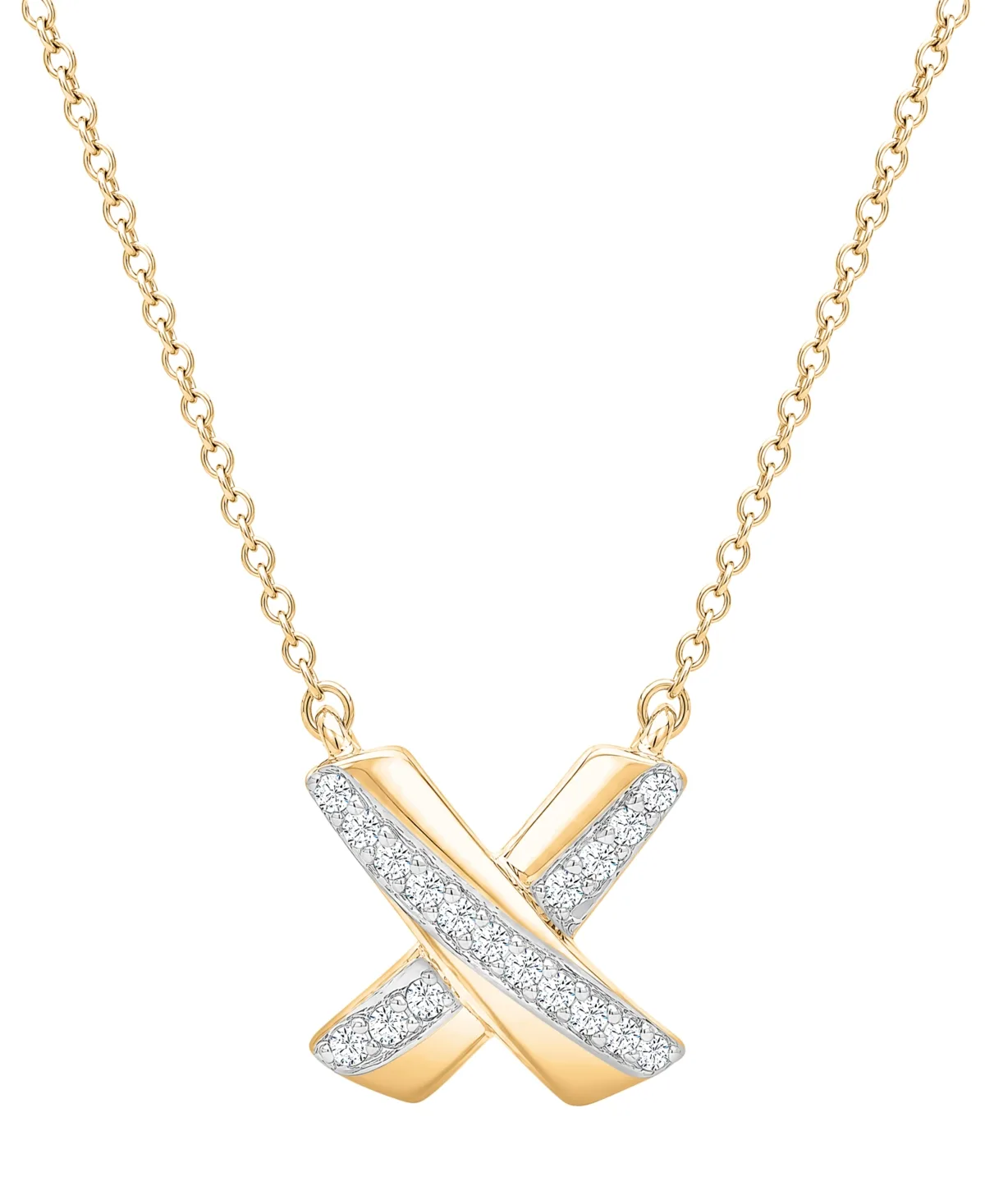 Diamond X-Shape Cable Chain Necklace (1/10 ct. t.w.) in 10k Yellow Gold by Esme Fine Jewelry
