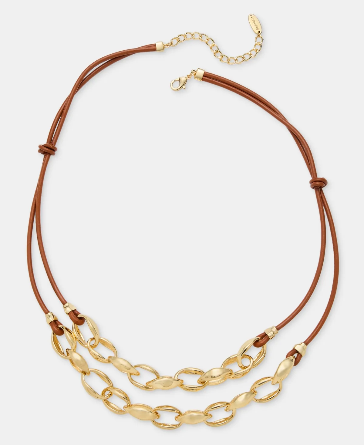Gold-Tone Plated Mixed Metal Leather Cord Necklace by Style & Co