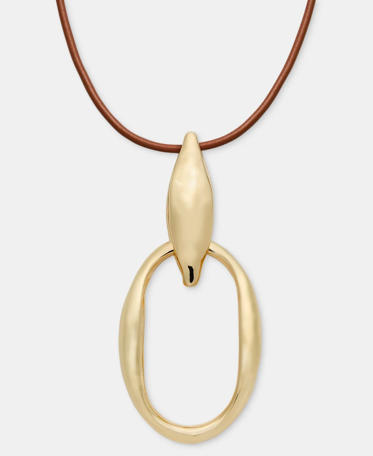 Gold-Tone Mixed Metal Leather Cord Pendant Necklace by Style & Co