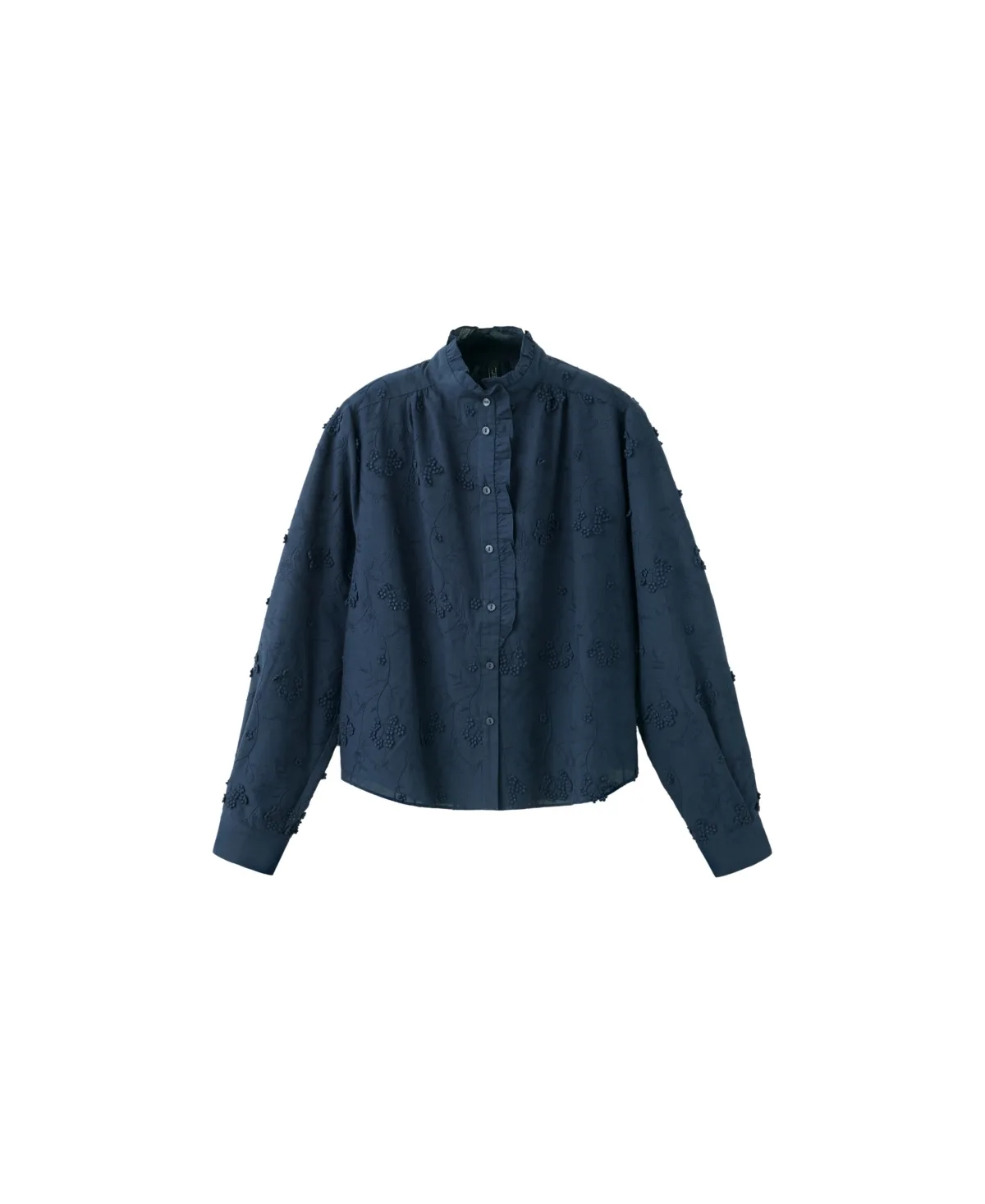Ruffle-Detail Embroidered Blouse