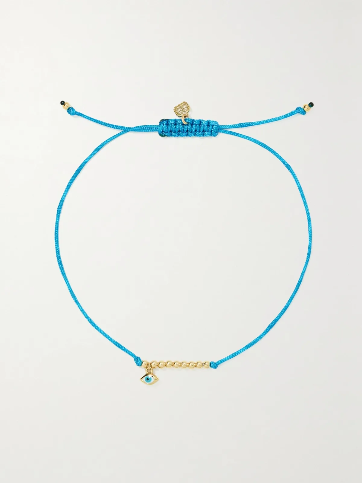- Evil Eye 14-karat Gold, Cord And Enamel Bracelet -