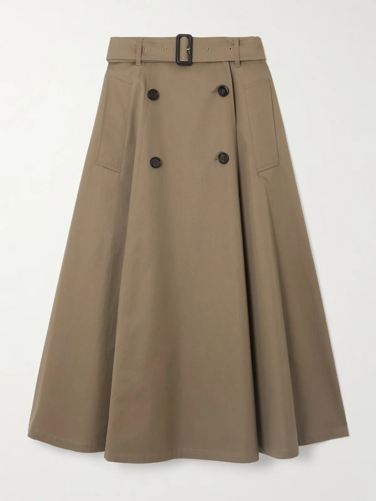 - Belted Cotton-gabardinel Midi Skirt -