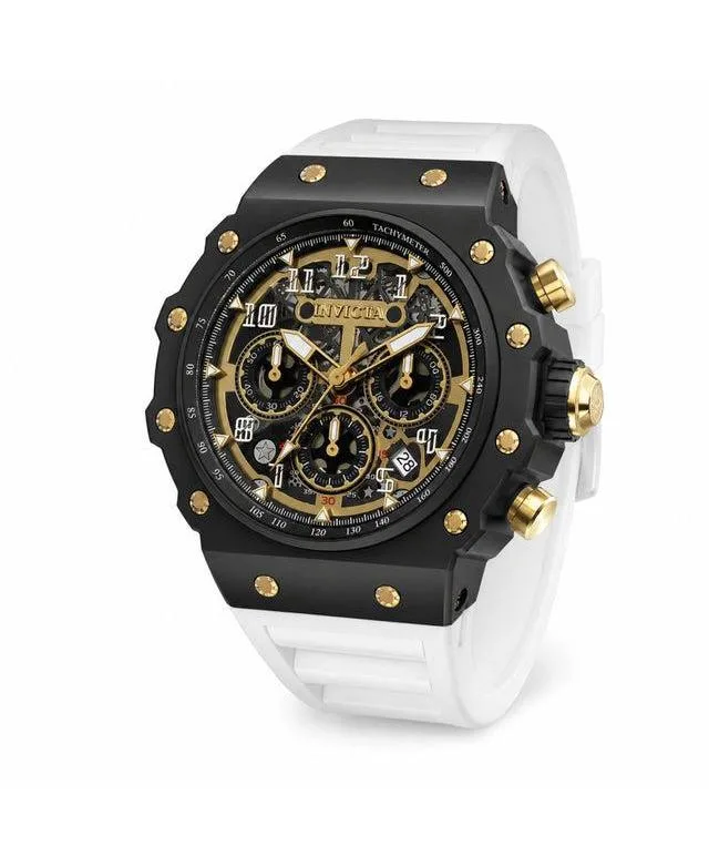 Racing Quartz Water-Resistant White Silicone Watch, 43.5mm by Invicta