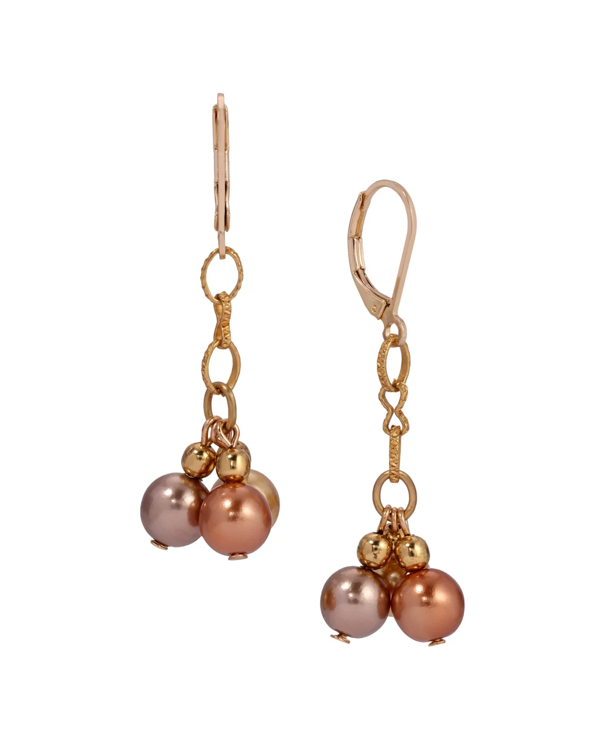Gold Multi Color Round Bead Drop Earrings by 2028