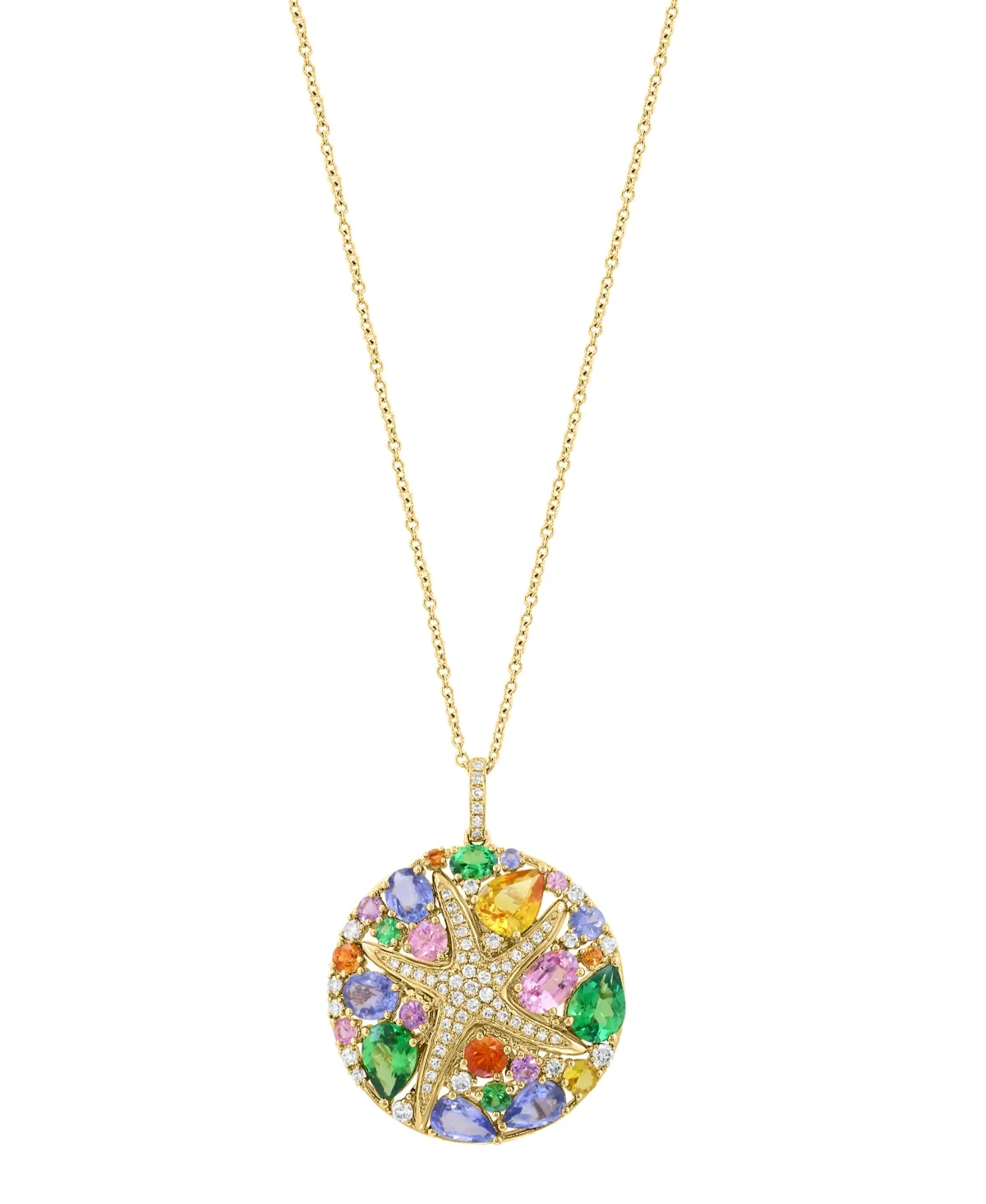 Multi-Sapphire and Diamond Pendant (3/8 ct. t.w., 5-1/2 ct. t.w.) in 14k Yellow Gold by Effy Collection