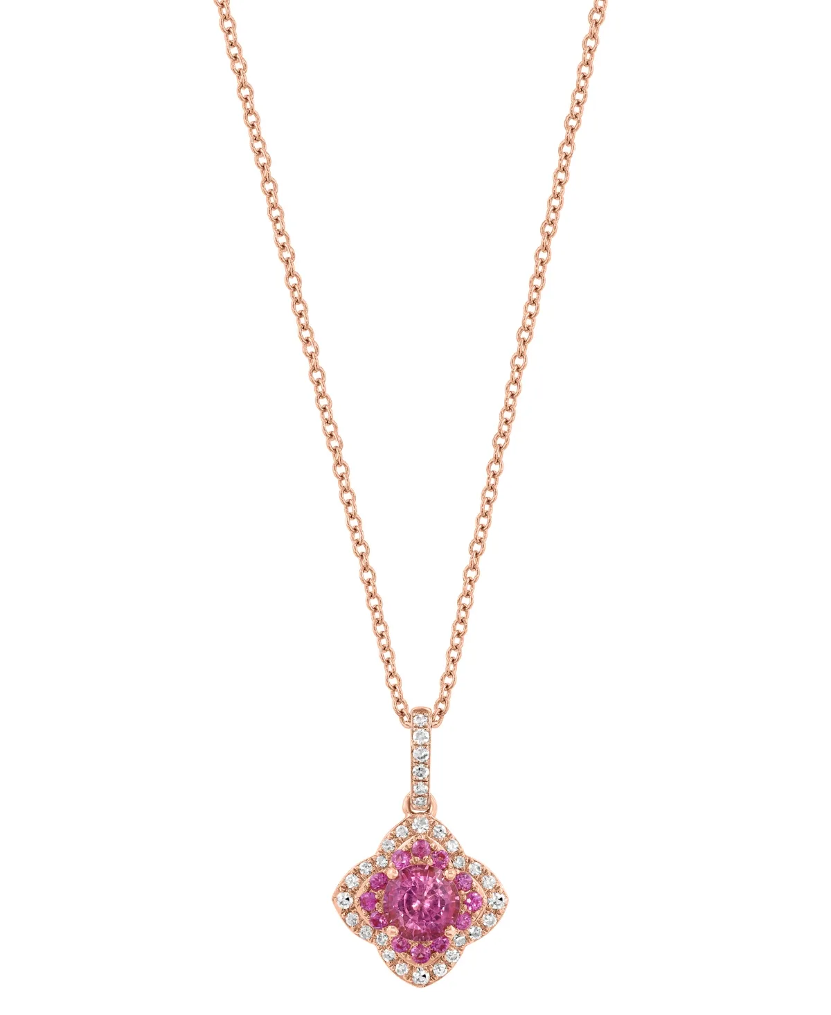 Diamond and Pink Sapphire Pendant (1/8 ct. t.w. Diamond and 5/8 ct. t.w. Pink Sapphire) in 14k Rose Gold by Effy Collection