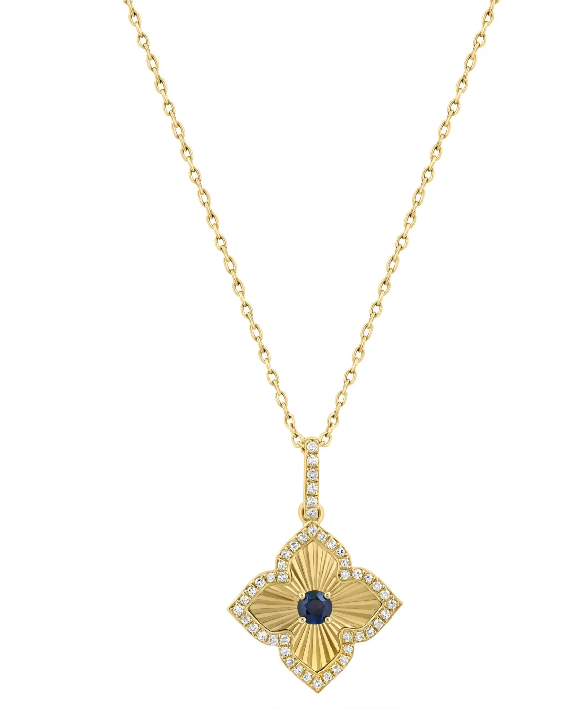 Diamond and Sapphire Pendant (1/6 ct. t.w. Diamond, 1/8 ct. t.w. Sapphire) in 14k Yellow Gold by Effy Collection