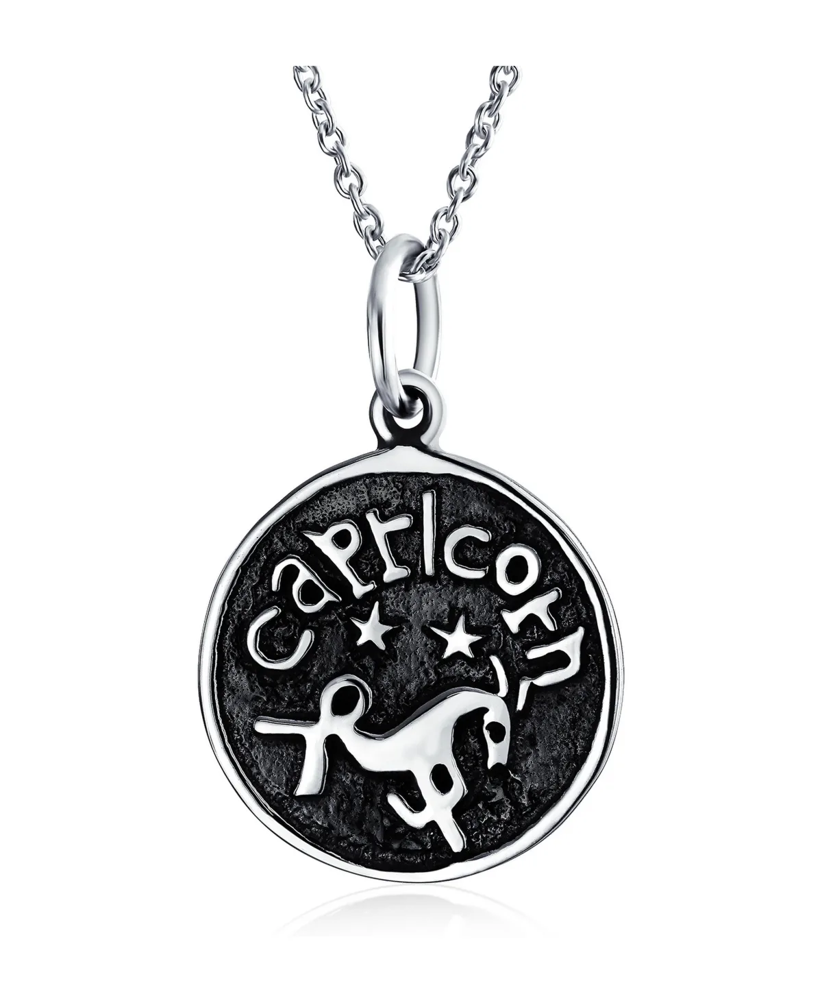 Astrology Zodiac Capricorn Round Pendant Necklace.925 Sterling Silver by Bling Jewelry