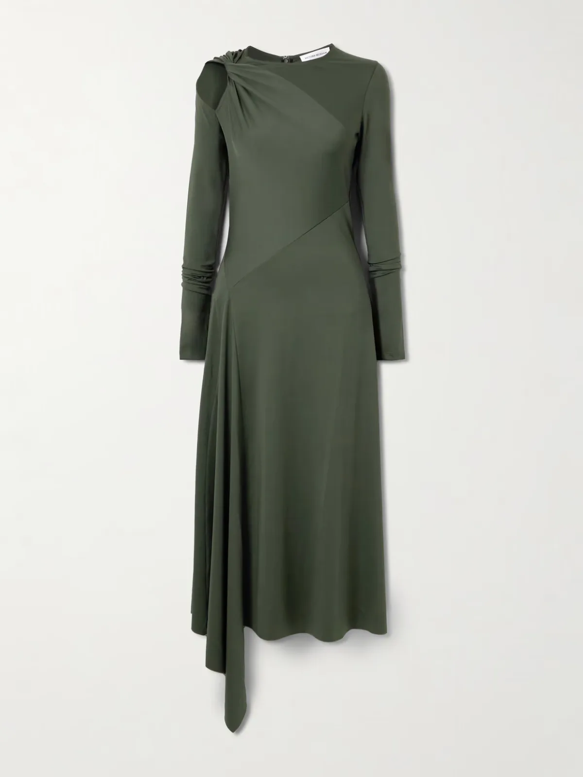 - Asymmetric Twisted Cutout Stretch-jersey Midi Dress -