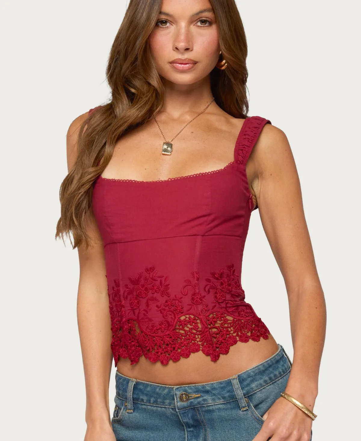 Jana Lacey Ruched Strap Corset