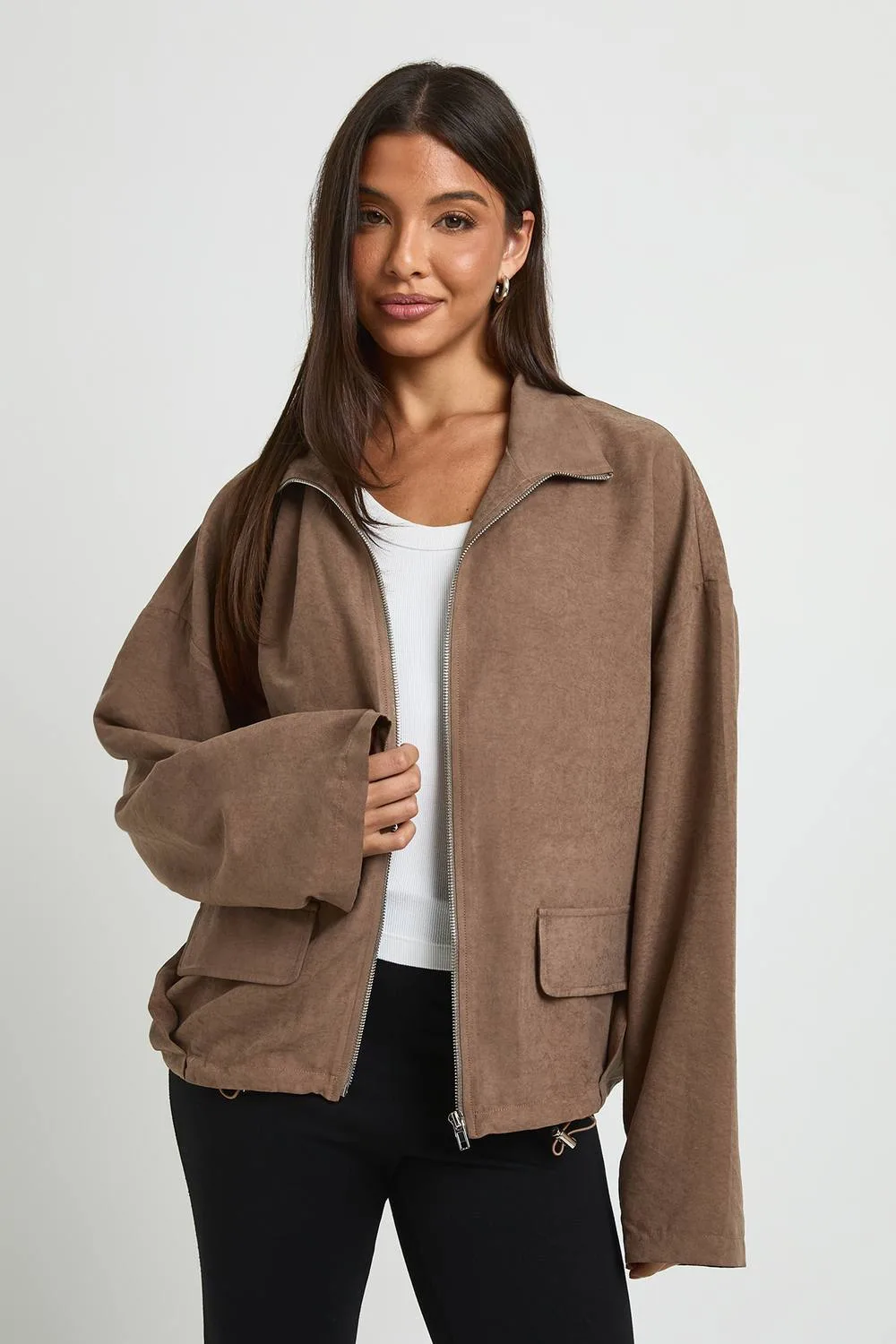 Peached Funnel Neck Jacket