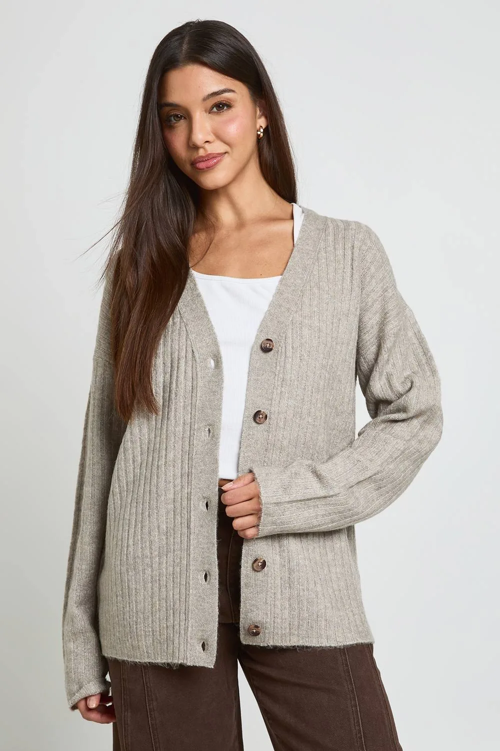 Rib Knit Boyfriend Cardigan
