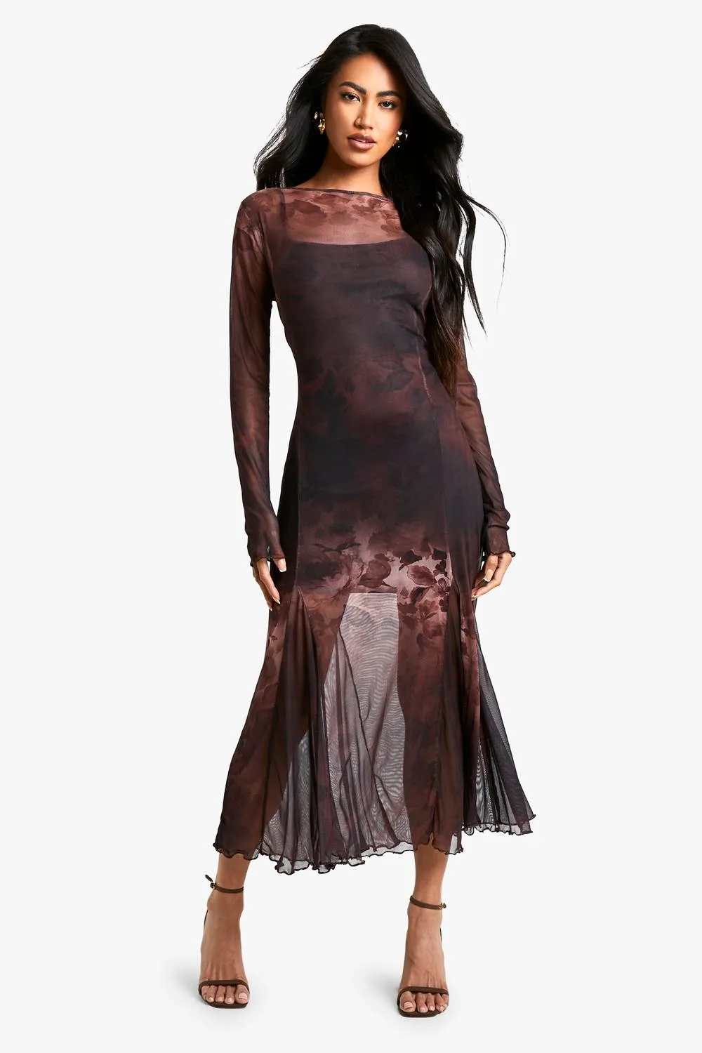 Floral Godet Hem Maxi Dress