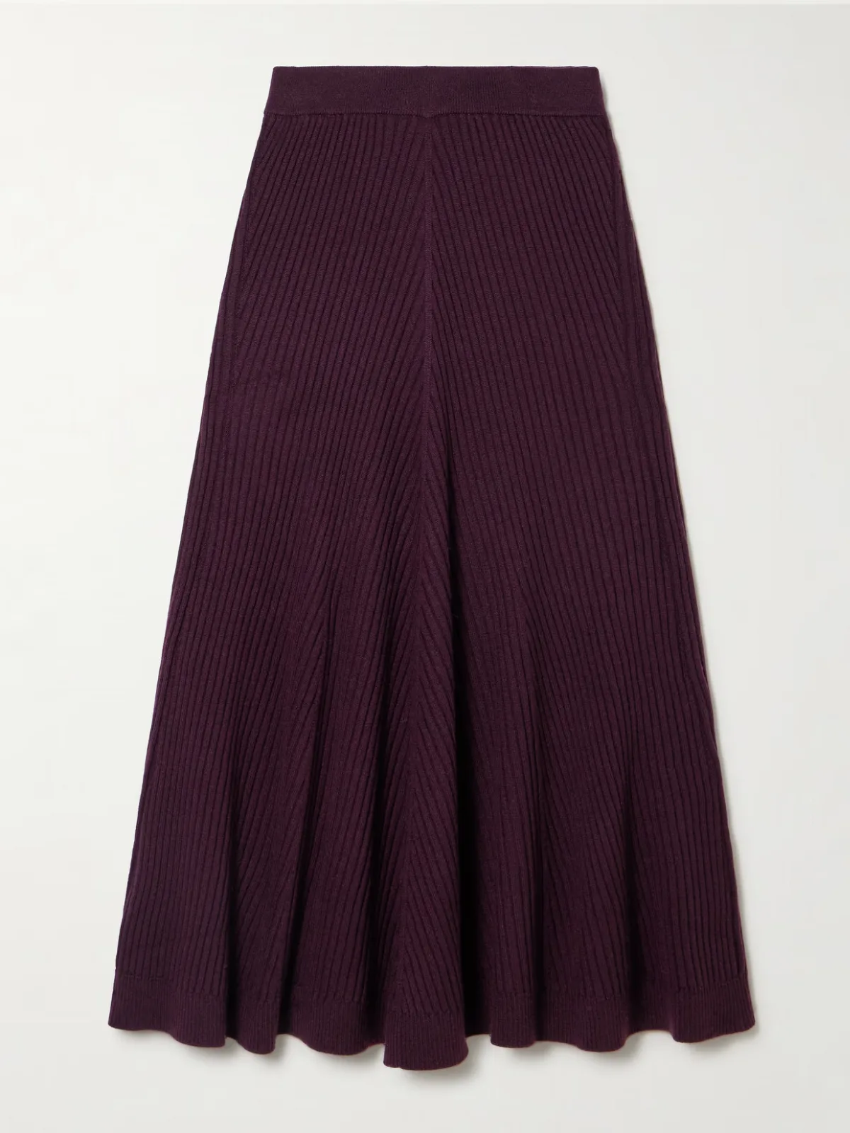 - Ribbed Merino Wool Midi Skirt -