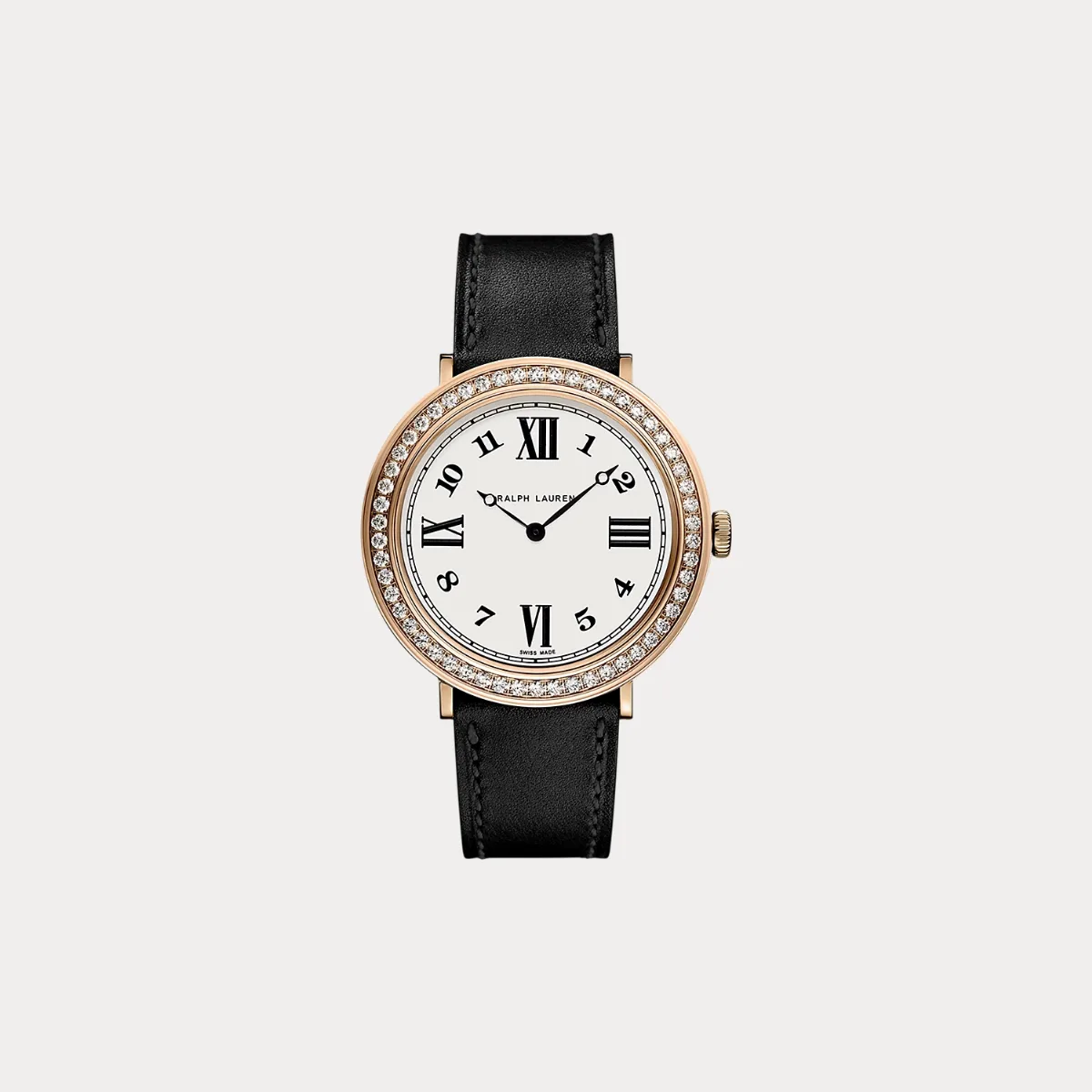 32 mm Rose Gold Watch with Diamond Bezel by Ralph Lauren
