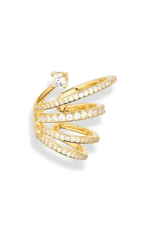 Cubic Zirconia Multilayered Ear Cuff by MELANIA CLARA