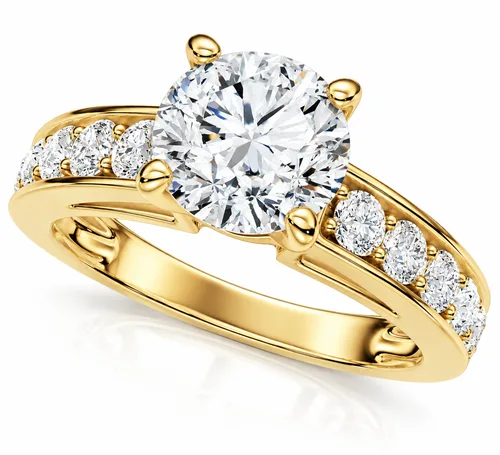 Certified 3 ct Diamond Engagement Ring Cathedral Lab Grown in 14K Yellow Gold by Bliss Diamond