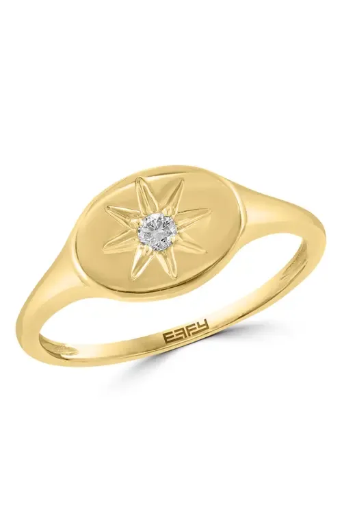 14k Yellow Gold Diamond Starburst Signet Ring by EFFY