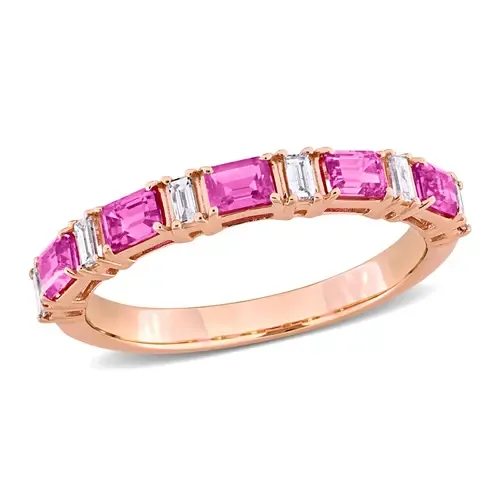 Sapphire & Diamond Semi-Eternity Ring 14k