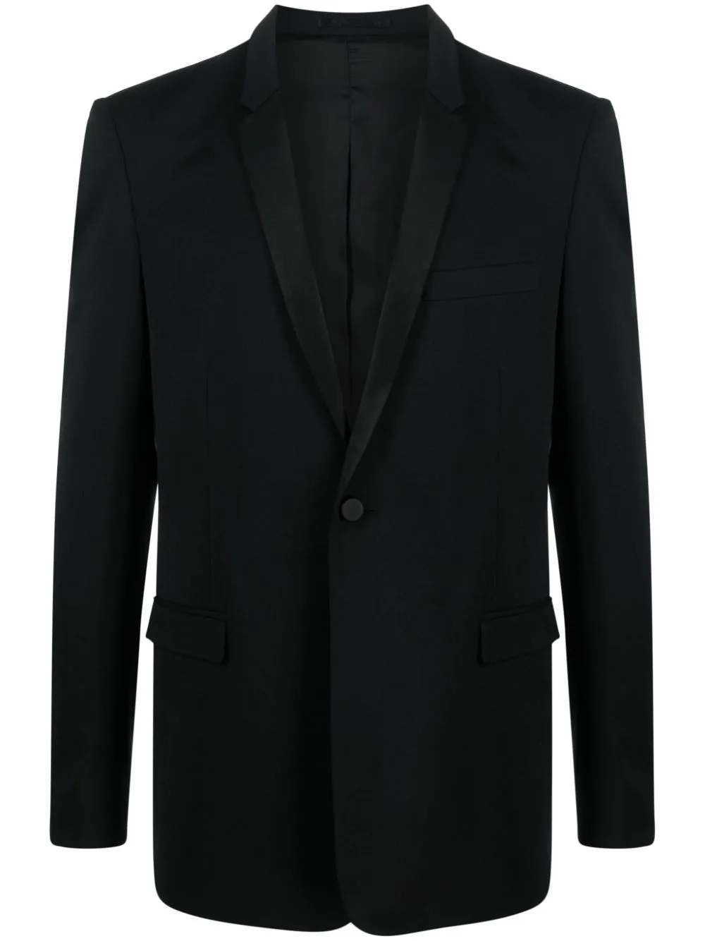 Satin-Trim Single-Breasted Blazer
