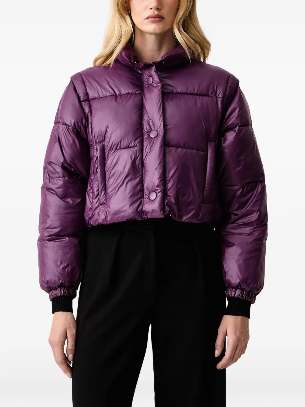 High-Neck Quilted Jacket