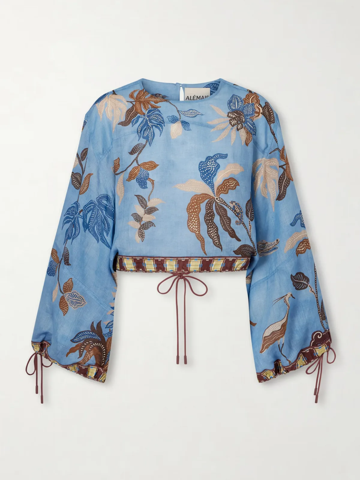 - Georgie Cropped Printed Ramie Blouse -