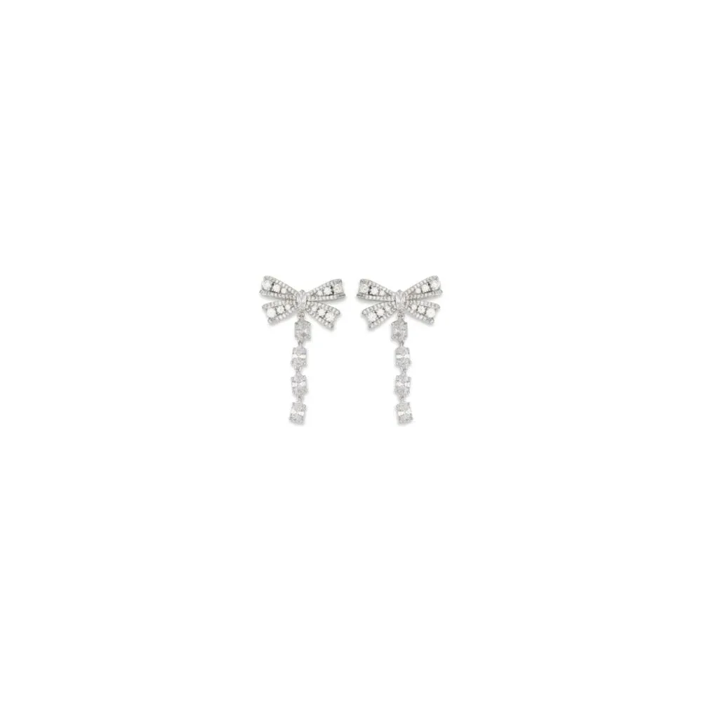 Crystal Bow Drop Earrings by Self-Portrait