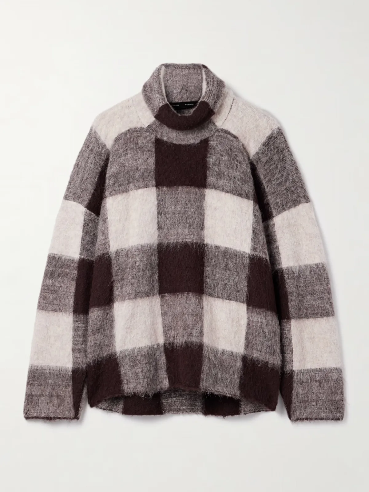 - Kai Checked Brushed Knitted Turtleneck Sweater -