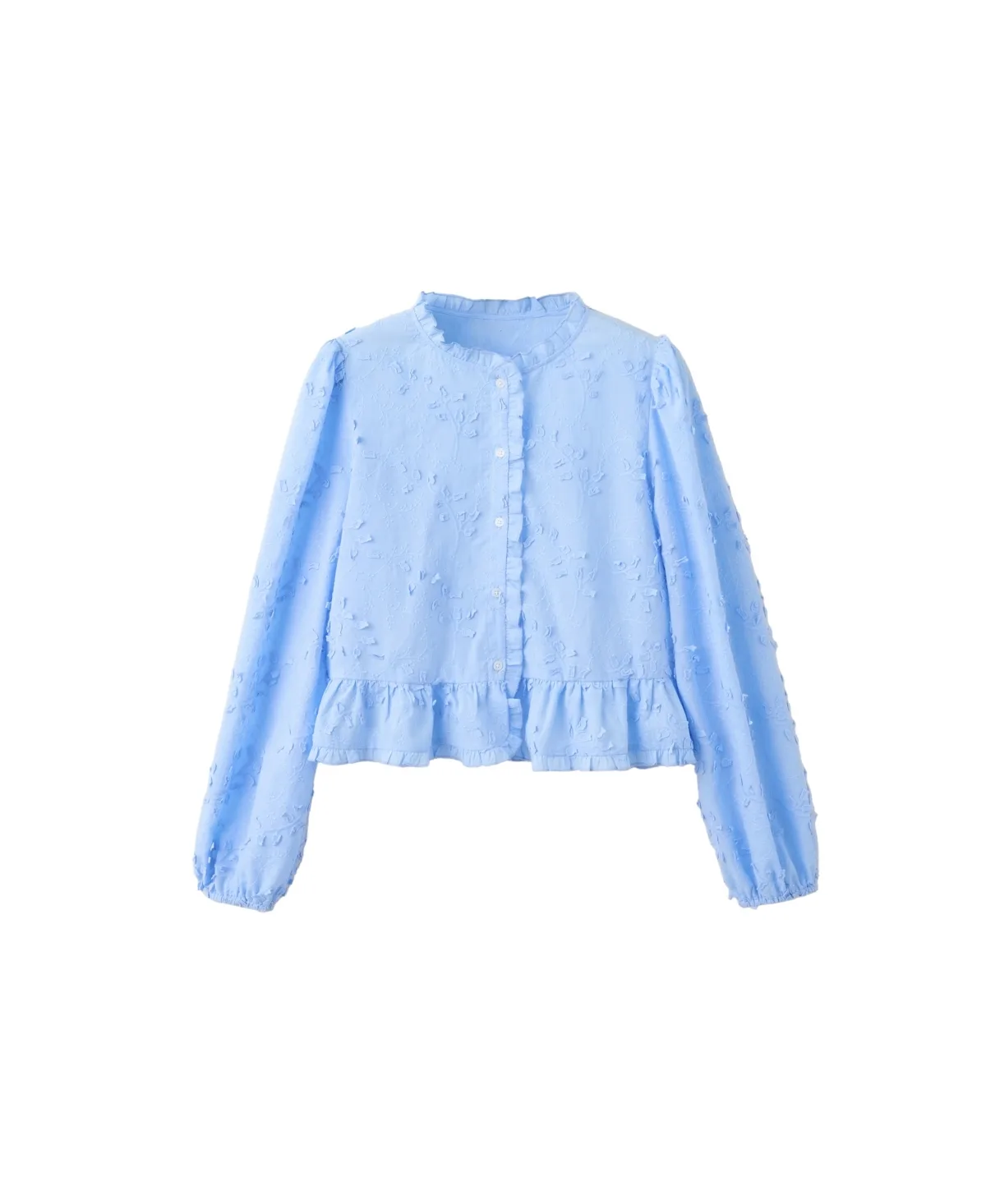 Embroidered Floral Long-Sleeve Blouse
